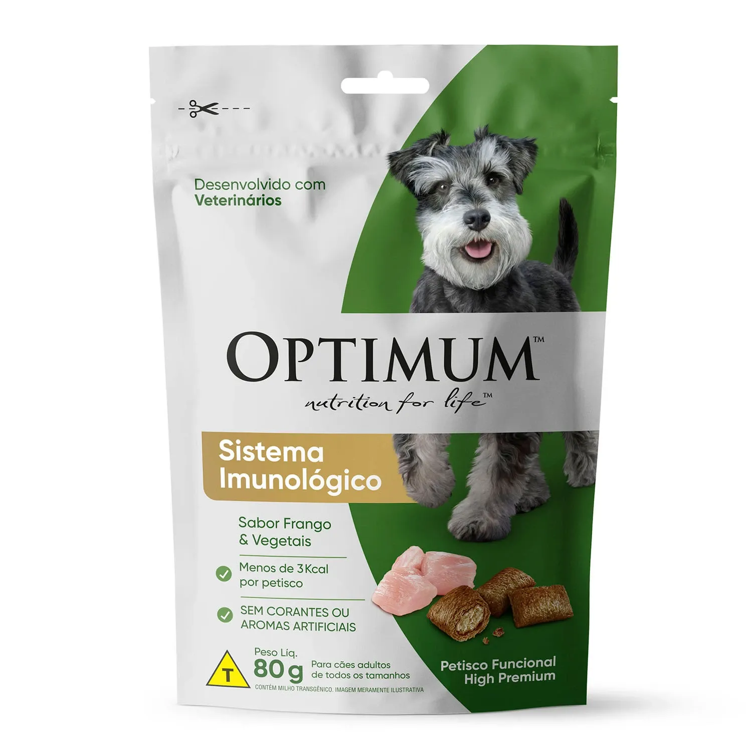 Petisco Optimum Cães Adultos Sistema Imunológico Frango e Vegetais