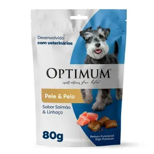 Petisco Optimum Cães Adultos Pele e Pelo Salmão e Linhaça - 80 g