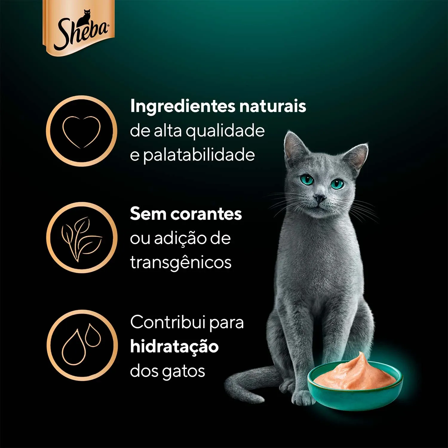 Petisco Sheba Cremoso para Gatos Adultos Atum com Salmão e Frango com Camarão