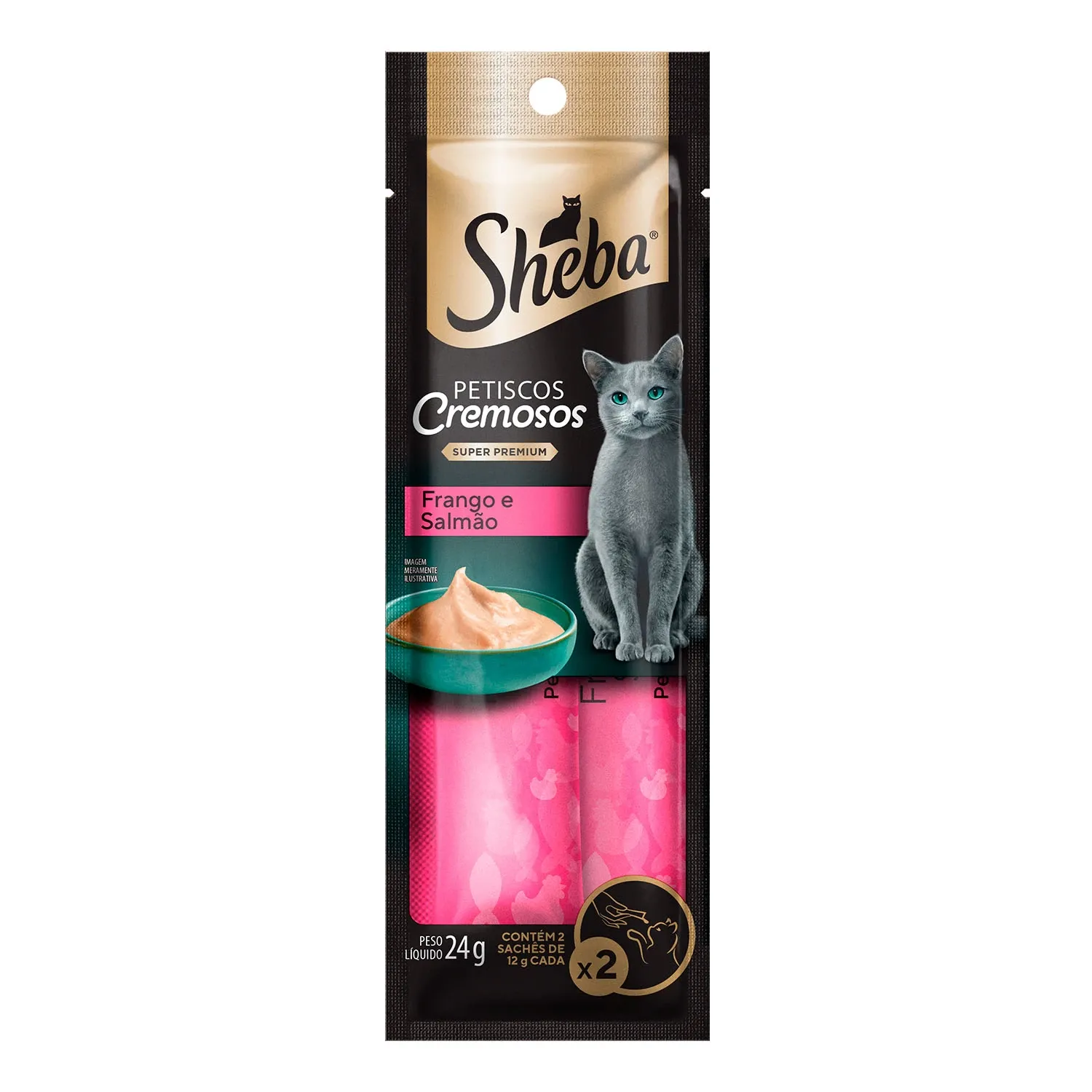 Petisco Sheba Cremoso para Gatos Adultos Frango e Salmão
