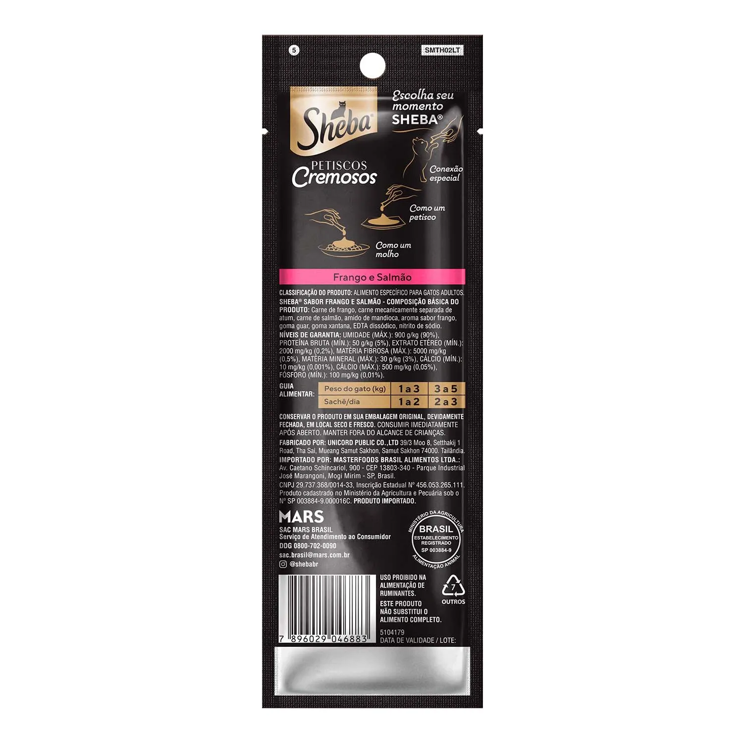 Petisco Sheba Cremoso para Gatos Adultos Frango e Salmão