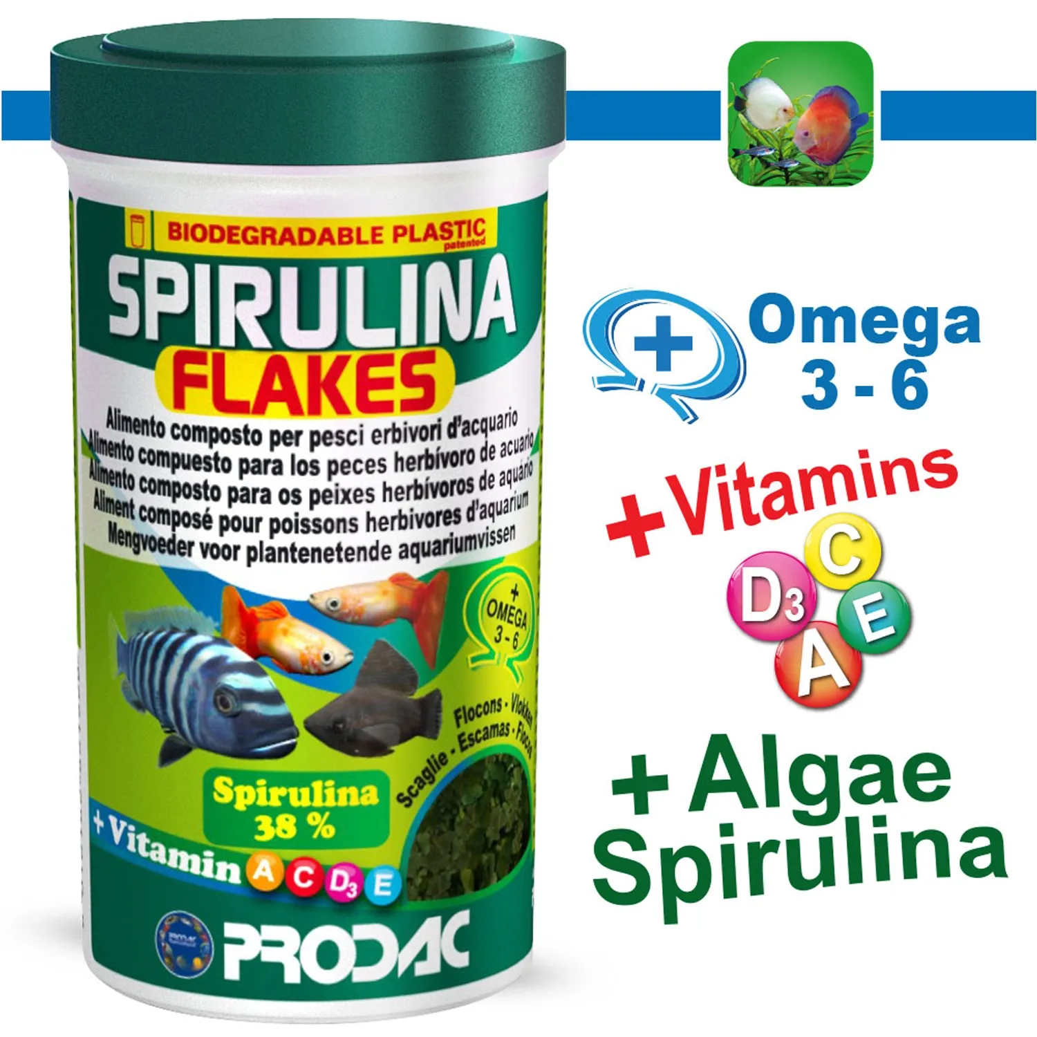 Ração Prodac Tropical Spirulina Flakes