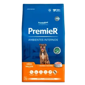 Ração Premier Ambientes Internos Cães Adultos Porte Médio Frango e Salmão