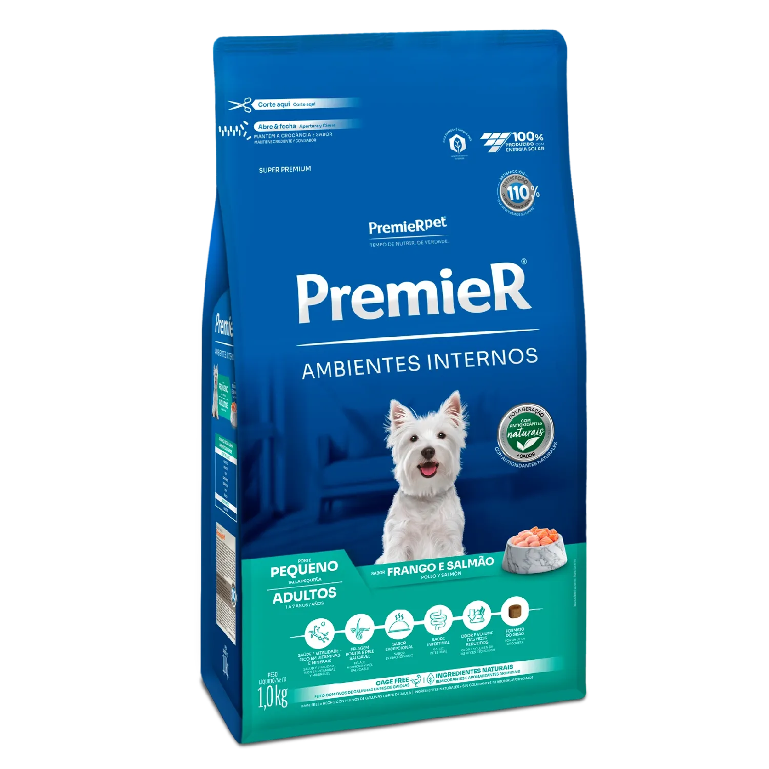 Racao-Premier-Ambientes-Internos-Caes-Adultos-Racas-Pequenas-Frango-e-Salmao-1kg-lateral