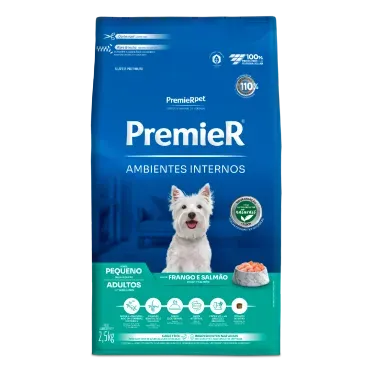Racao-Premier-Ambientes-Internos-Caes-Adultos-Racas-Pequenas-Frango-e-Salmao-2.5kg-frente