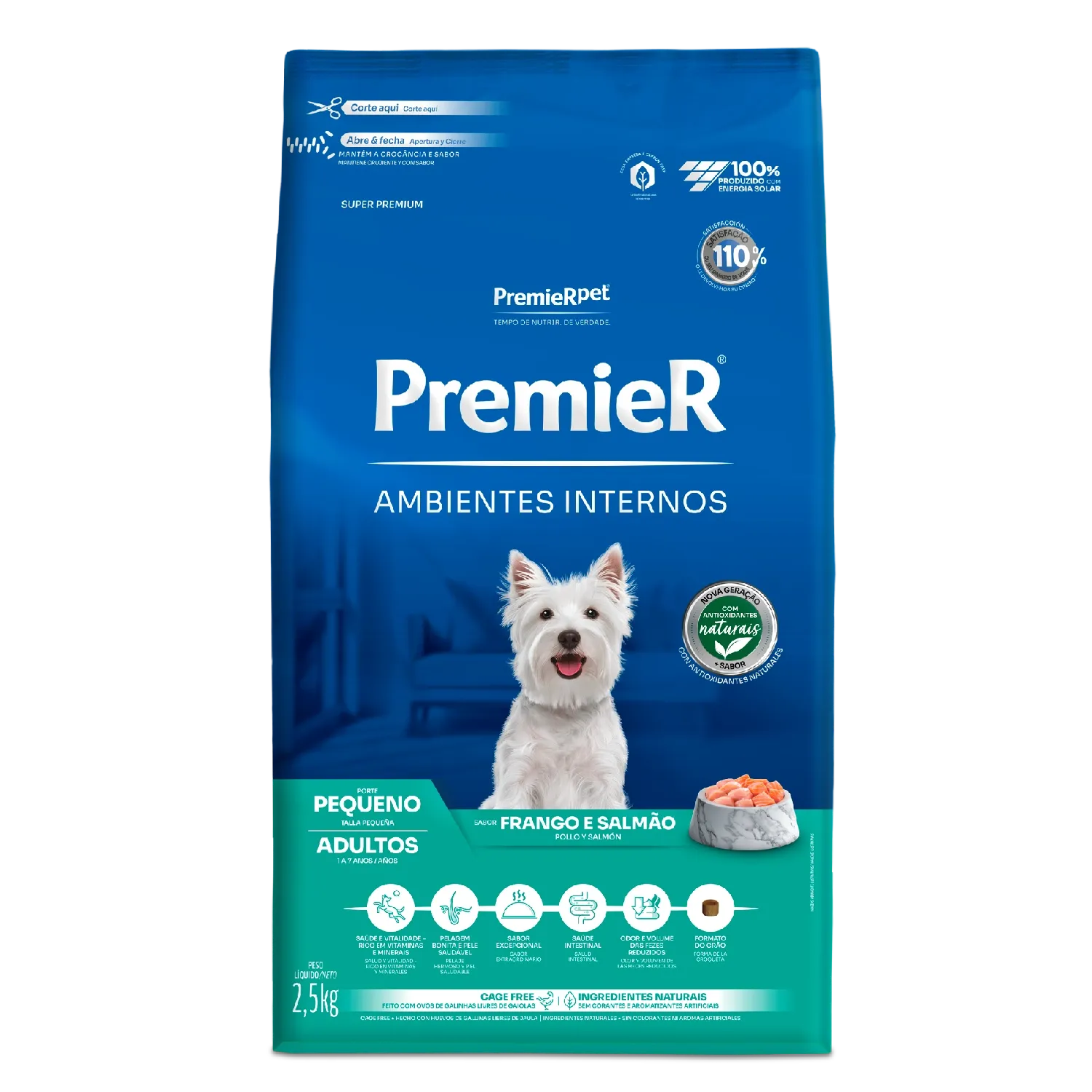 Ração Premier Ambientes Internos Cães Adultos Raças Pequenas Frango e Salmão