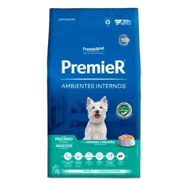 Racao-Premier-Ambientes-Internos-Caes-Adultos-Racas-Pequenas-Frango-e-Salmao-7.5kg-frente