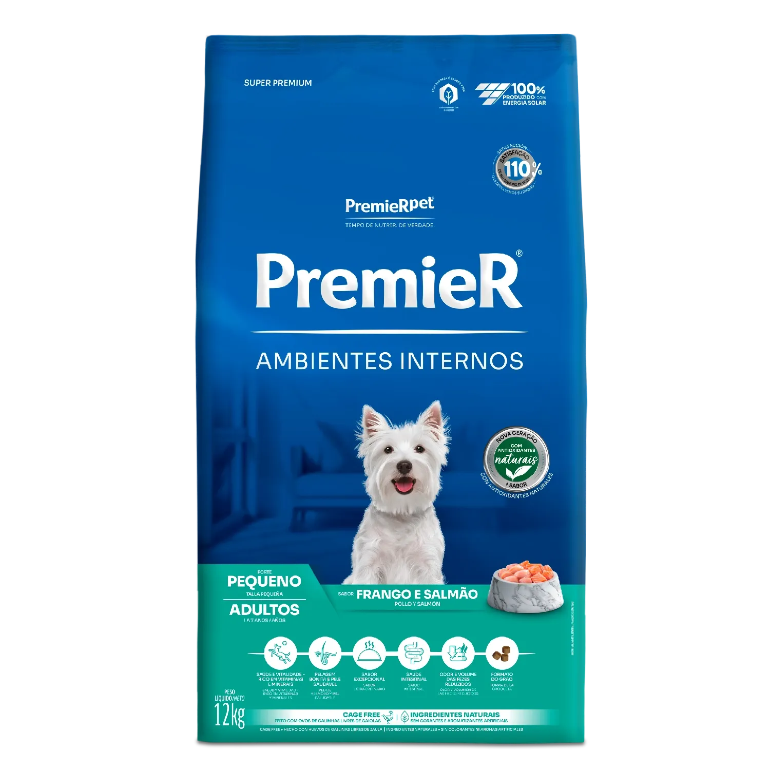 Ração Premier Ambientes Internos Cães Adultos Raças Pequenas Frango e Salmão