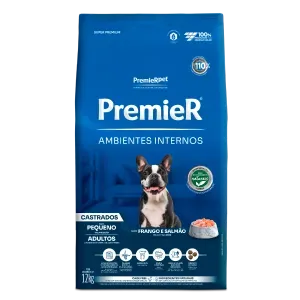 Ração Premier Ambientes Internos Cães Castrados Adultos Frango e Salmão