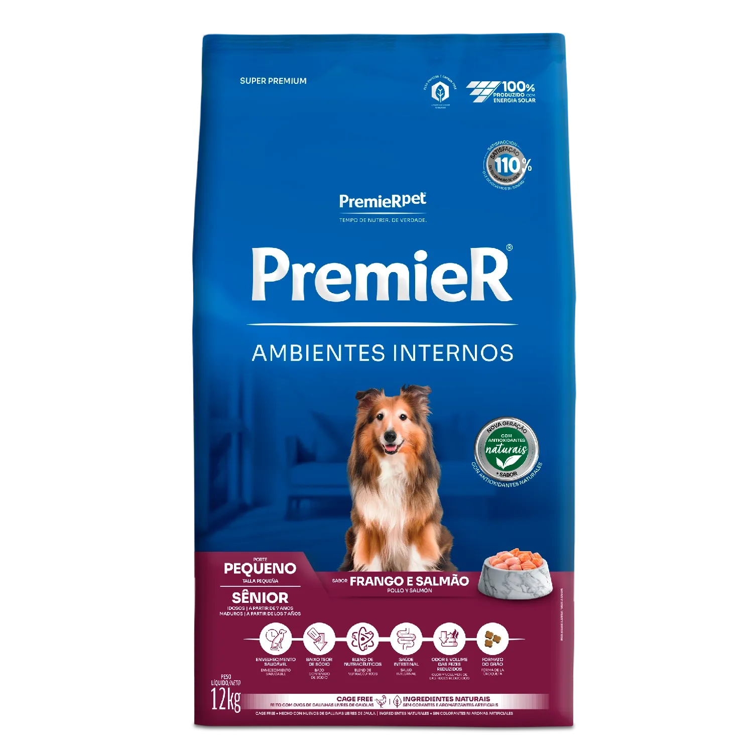 Ração Premier Ambientes Internos Cães Sênior Porte Pequeno Frango e Salmão