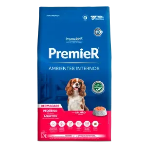 Ração Premier Ambientes Internos Dermacare Cães Adultos Raças Pequenas Salmão