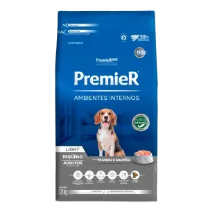Ração Premier Ambientes Internos Light Cães Adultos Frango e Salmão
