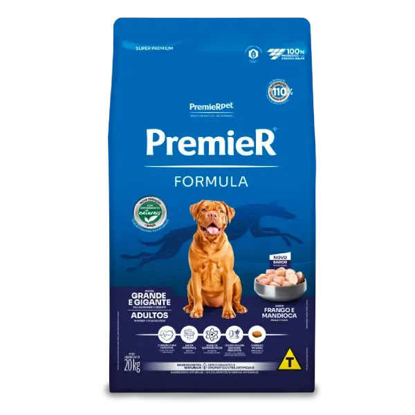 Ração Premier Formula Cães Adultos Raças Grandes e Gigantes Frango e Mandioca 20 kg