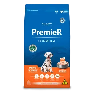 Ração Premier Formula Cães Filhotes Raças Médias Frango - 20 kg