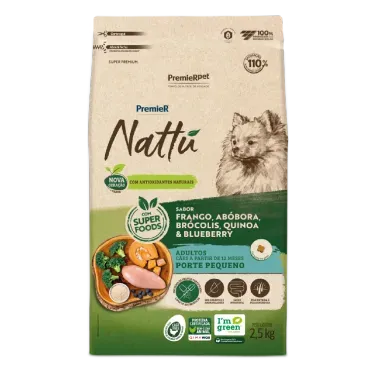Racao-Premier-Nattu-Caes-Adultos-Pequeno-Porte-Abobora-2.5-frente