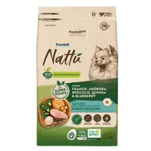 Ração Premier Nattu Cães Adultos Pequeno Porte Abóbora
