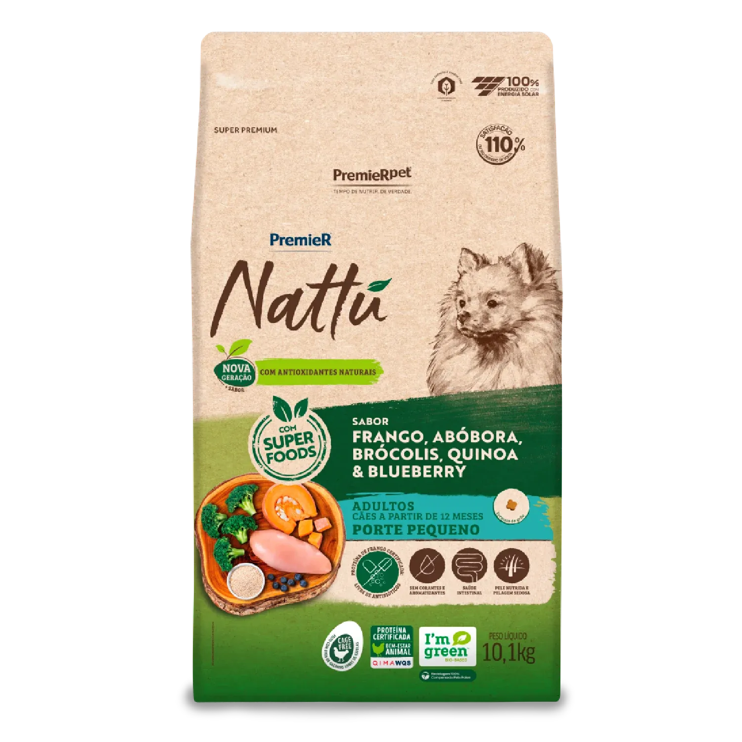 Ração Premier Nattu Cães Adultos Pequeno Porte Abóbora