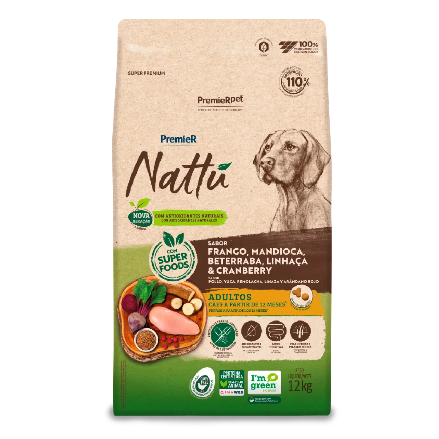 Ração Premier Nattu Cães Adultos Mandioca