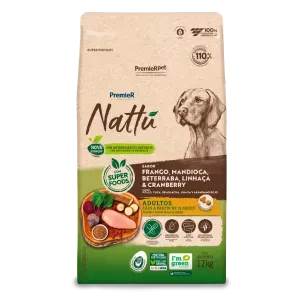 Ração Premier Nattu Cães Adultos Mandioca - 12 kg