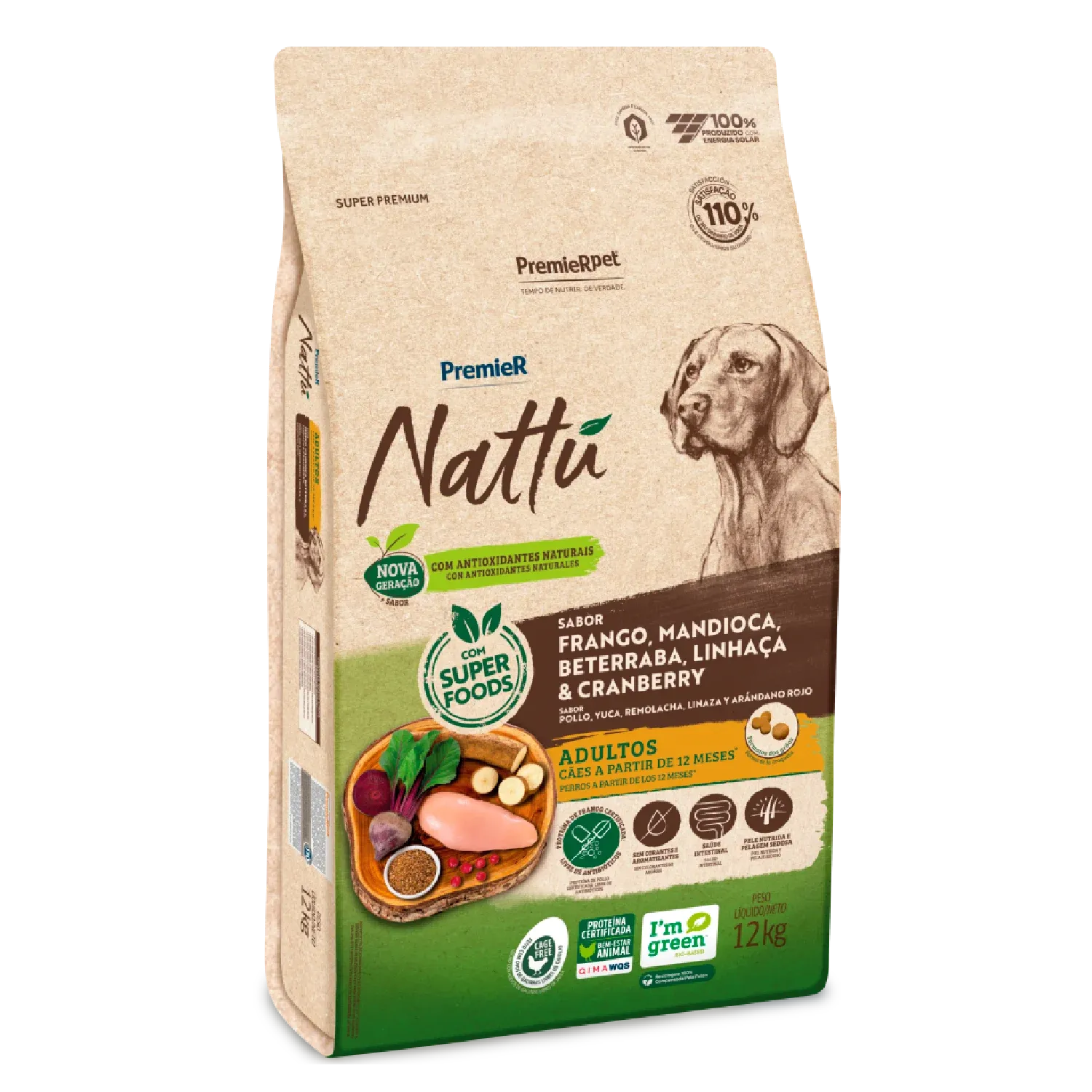 Ração Premier Nattu Cães Adultos Mandioca