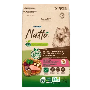 Ração Premier Nattu Cães Adultos Pequeno Porte Mandioca