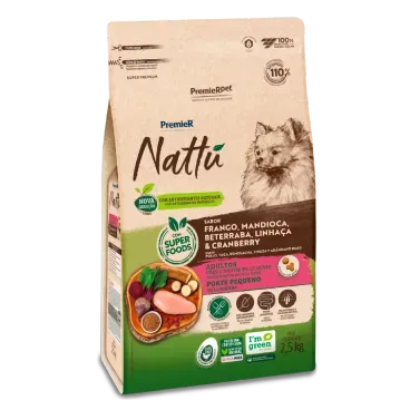 Racao-Premier-Nattu-Caes-Adultos-Pequeno-Porte-Mandioca-2.5kg-lateral