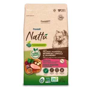 Ração Premier Nattu Cães Adultos Pequeno Porte Mandioca