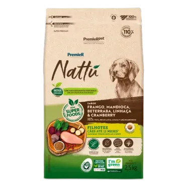 Racao-Premier-Nattu-Caes-Filhotes-Mandioca-2.5kg-frente