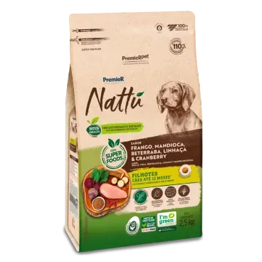 Racao-Premier-Nattu-Caes-Filhotes-Mandioca-2.5kg-lateral