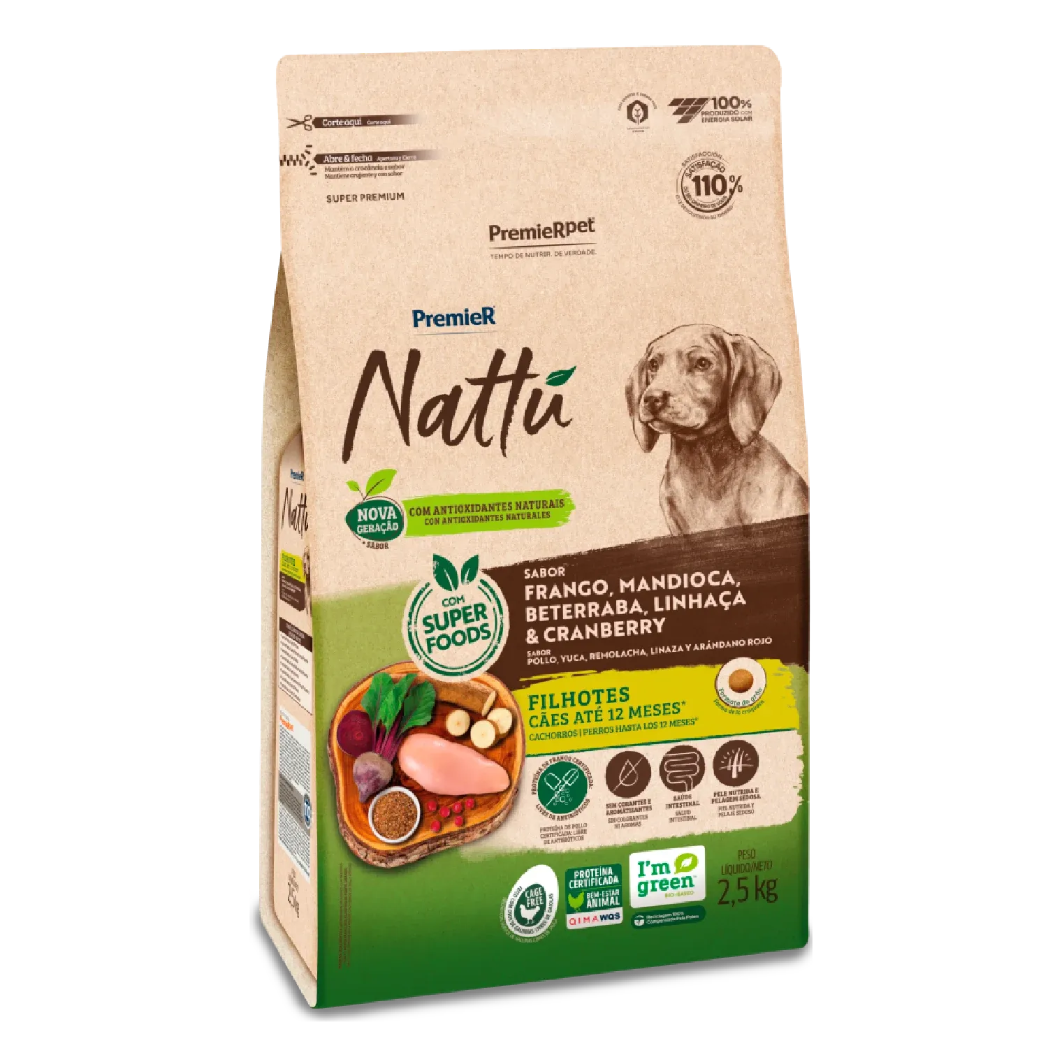 Ração Premier Nattu Cães Filhotes Mandioca