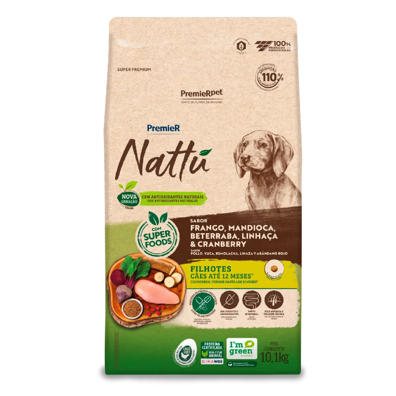Ração Premier Nattu Cães Filhotes Mandioca