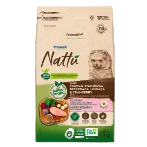 Ração Premier Nattu Cães Filhotes Mandioca Pequeno Porte