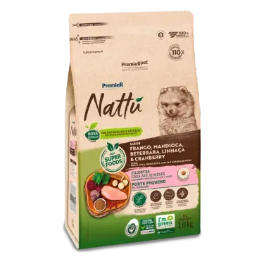 Racao-Premier-Nattu-Caes-Filhotes-Pequeno-Porte-Mandioca-1kg-lateral