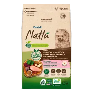 Ração Premier Nattu Cães Filhotes Pequeno Porte Mandioca