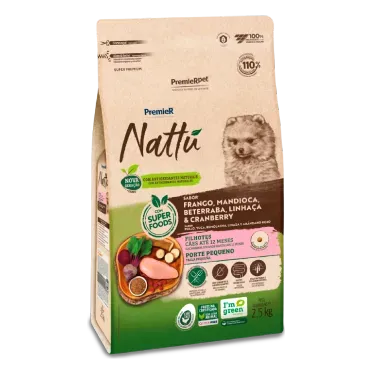 Racao-Premier-Nattu-Caes-Filhotes-Pequeno-Porte-Mandioca-2.5kg-lateral