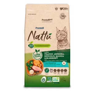 Ração Premier Nattu Gatos Adultos Castrados Abóbora