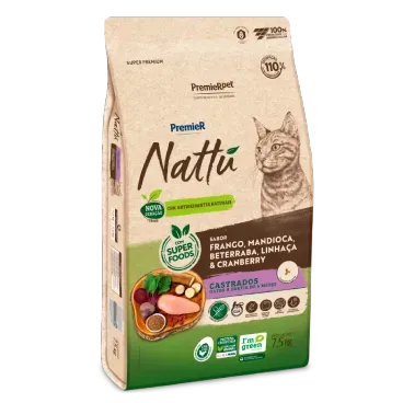 Racao-Premier-Nattu-Gatos-Adultos-Castrados-Mandioca-7.5kg-lateral