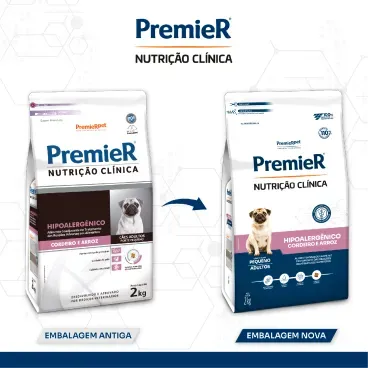 Nova-embalagem-Racao-Premier-Nutricao-Clinica-Caes-Hipoalergenico-Pequeno-Porte-Cordeiro-e-Arroz