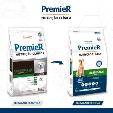 Nova-embalagem-Racao-Premier-Nutricao-Clinica-Obesidade-Caes-Adultos-Medio-e-Grande-Porte