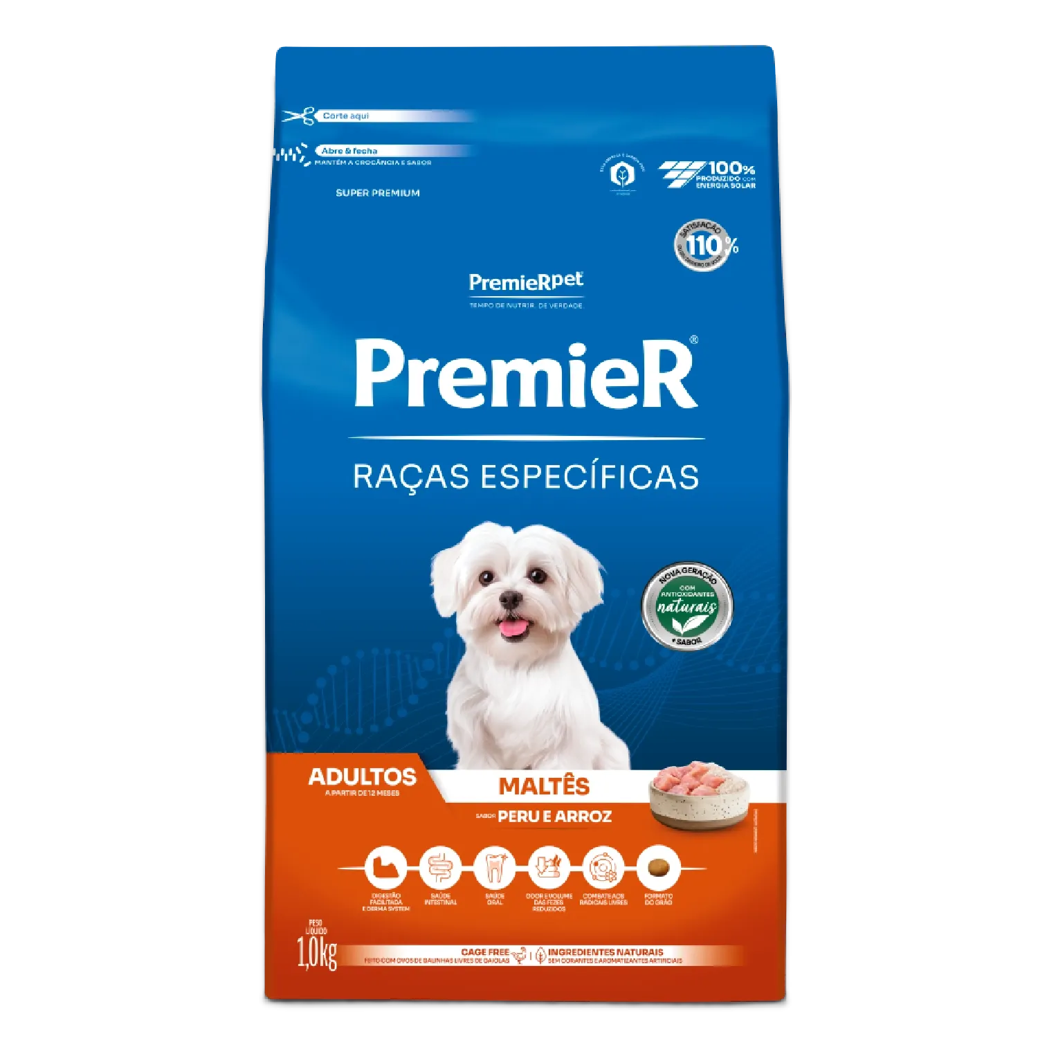 Ração Premier Raças Específicas Maltês Adultos Peru e Arroz - 1 kg