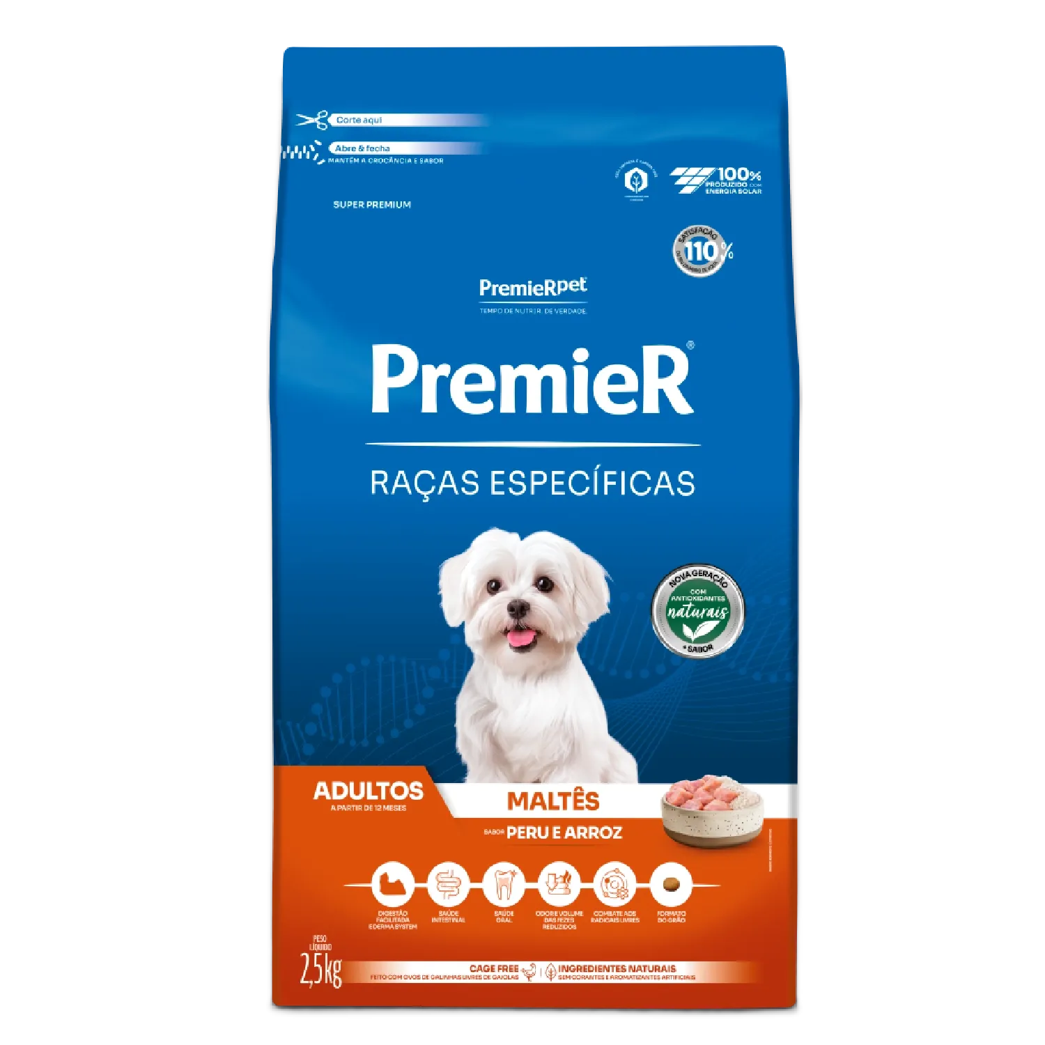 Ração Premier Raças Específicas Maltês Adultos Peru e Arroz