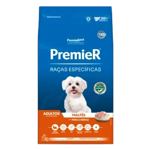 Ração Premier Raças Específicas Maltês Adultos Peru e Arroz