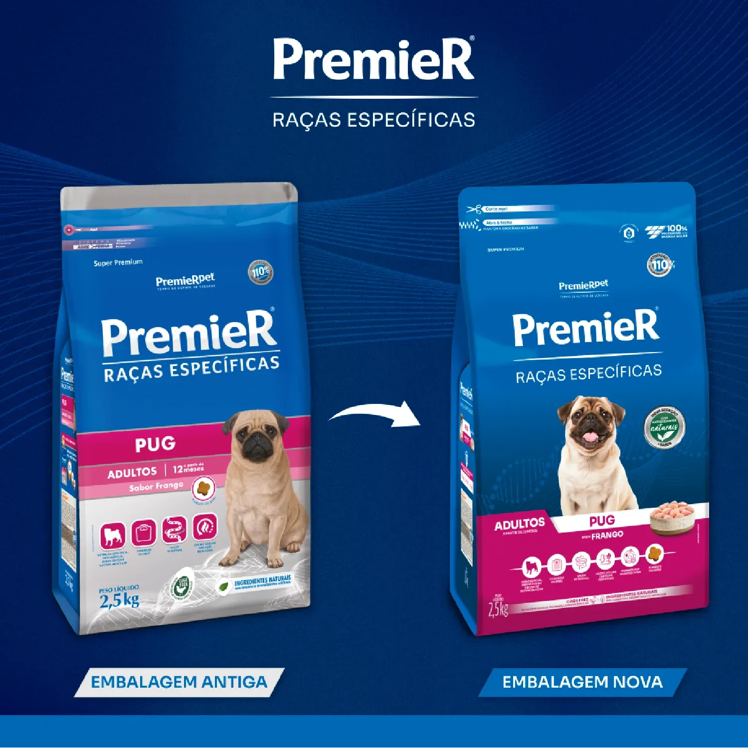 Ração Premier Raças Específicas Pug Adultos Frango