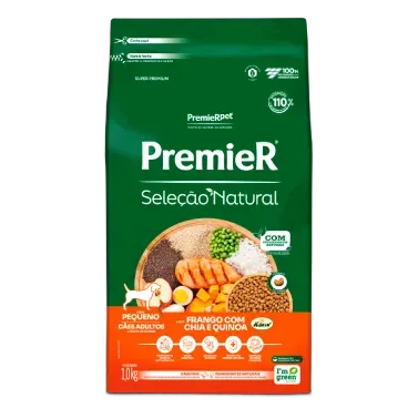 Racao-Premier-Selecao-Natural-Caes-Adultos-Pequeno-Porte-Frango-com-Chia-e-Quinoa-1kg-frente