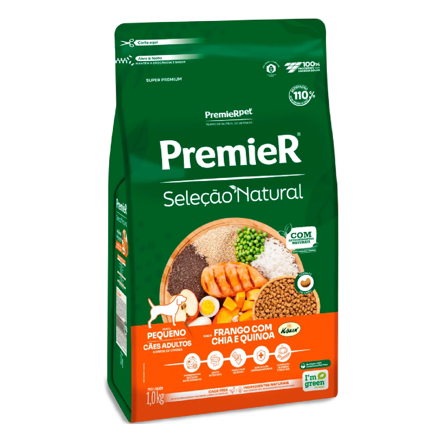 Ração Premier Seleção Natural Cães Adultos Pequeno Porte Frango com Chia e Quinoa