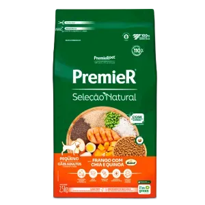 Ração Premier Seleção Natural Cães Adultos Pequeno Porte Frango com Chia e Quinoa