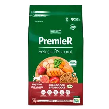 Racao-Premier-Selecao-Natural-Caes-Adultos-Racas-Pequenas-Frango-com-Batata-Doce-2.5kg-frente