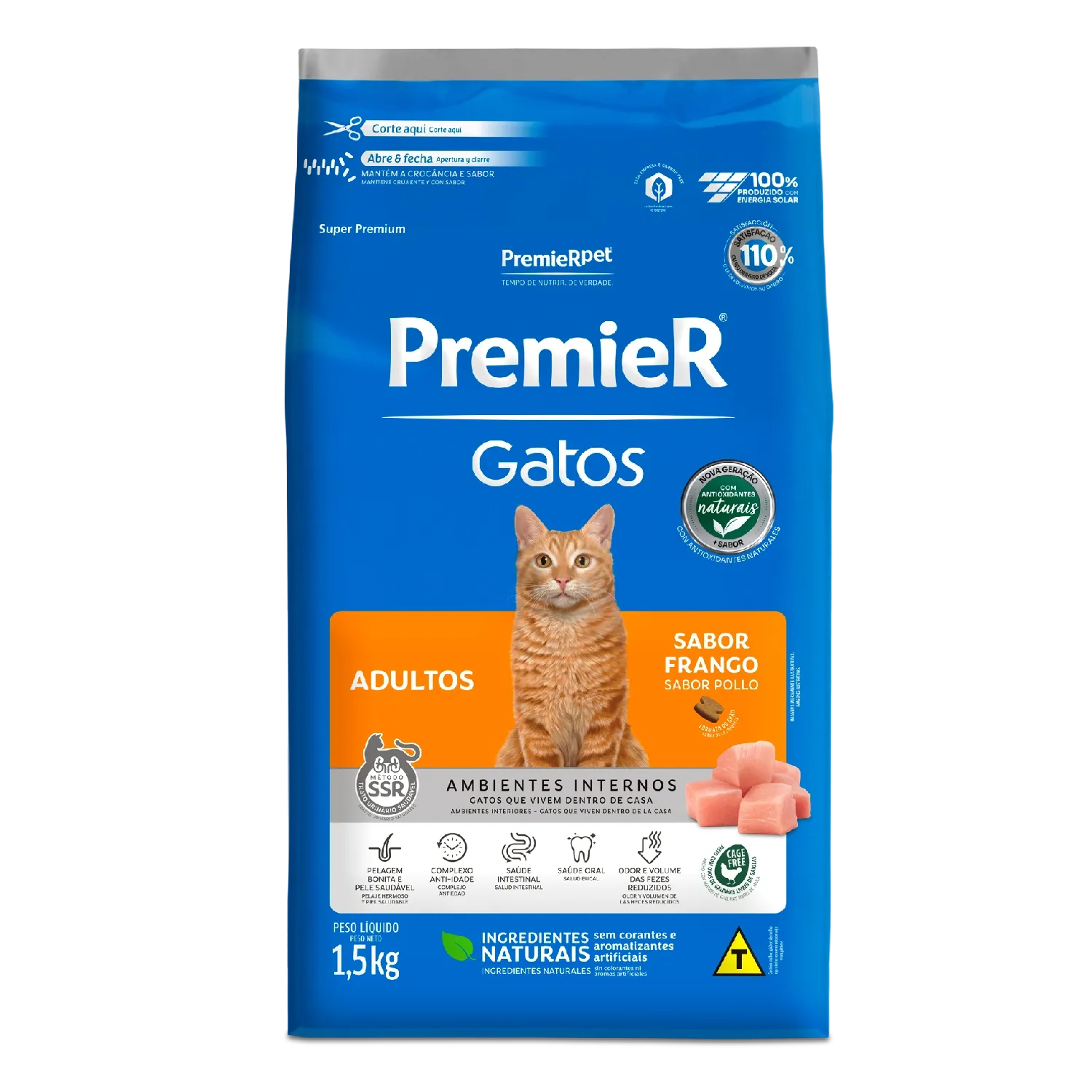 Ração Premier Ambientes Internos Gatos Adultos Frango