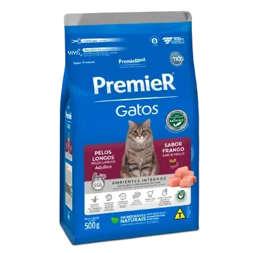 Racao-Premier-Ambientes-Internos-Gatos-Adultos-Pelos-Longos-Frango-0.5kg-lateral