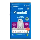 Racao-Premier-Ambientes-Internos-Gatos-Adultos-Pelos-Longos-Salmao-0.5kg-frente